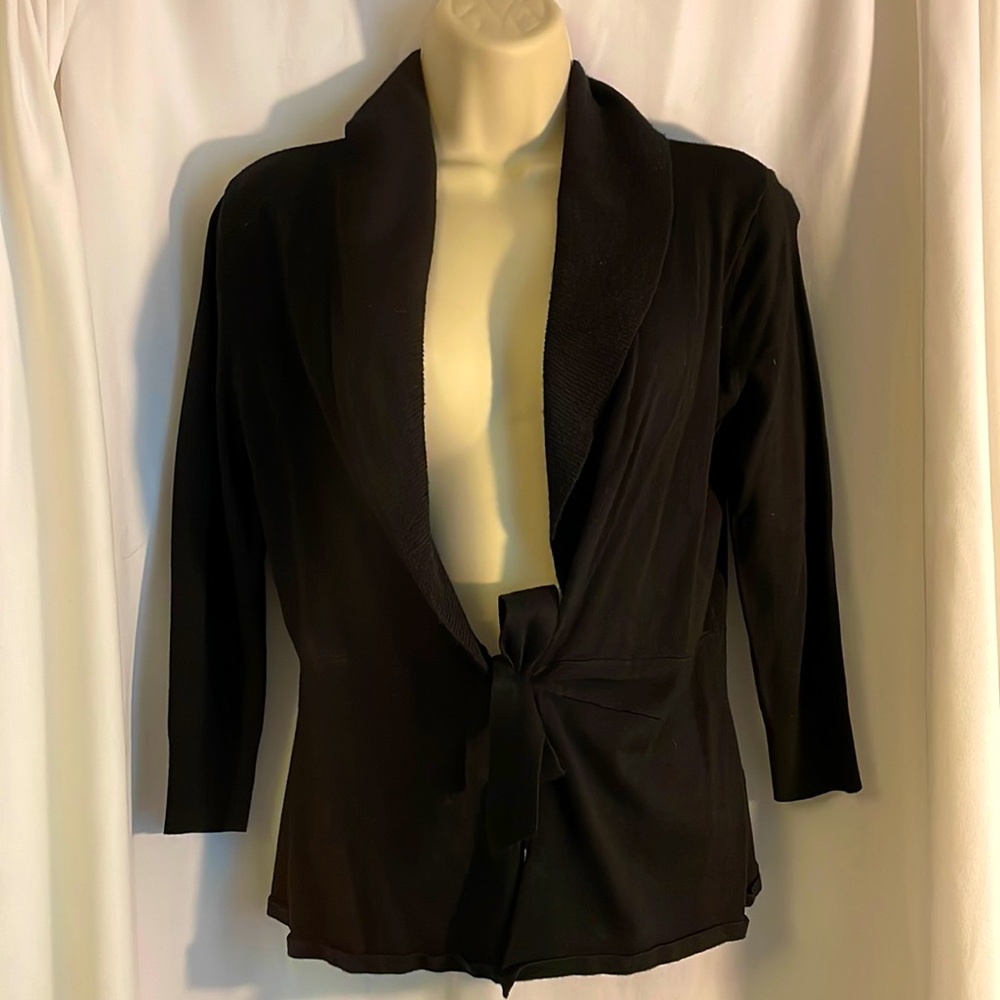 Black Quarter Sleeve Sweater with Tie in the Front, Size Small, WHBM